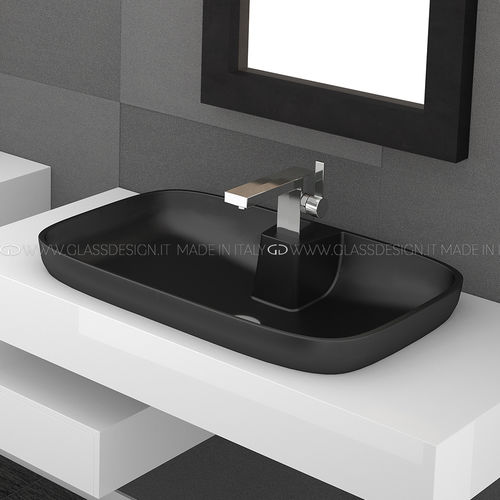 Halbeinbauwaschbecken - Volcano FL - GLASS DESIGN Srl - VetroFreddo® / rechteckig / 1-Loch