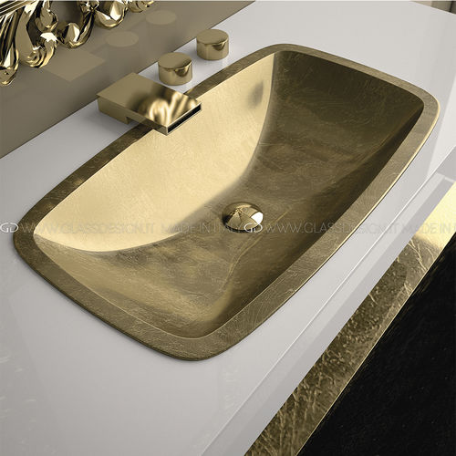 Einbauwaschbecken - Open - GLASS DESIGN Srl - Pert® / mit integrierter Waschtischplatte / rechteckig
