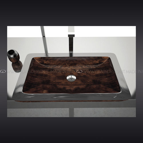 Aufsatzwaschbecken - Vogue - GLASS DESIGN Srl - Aluminium / rechteckig / ohne Öffnung