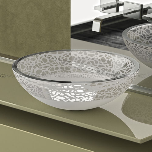 Aufsatzwaschbecken - Flare 34/40/44 - GLASS DESIGN Srl - Glas / mit verstellbarem Spiegel / rund
