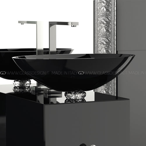 Aufsatzwaschbecken - Collier - GLASS DESIGN Srl - Kristall / Hochglanz / mit verstellbarem Spiegel