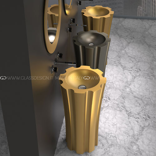 Bodenstehendes Waschbecken - Kolonna - GLASS DESIGN Srl - VetroFreddo® / ohne Öffnung / ohne Notüberlauf