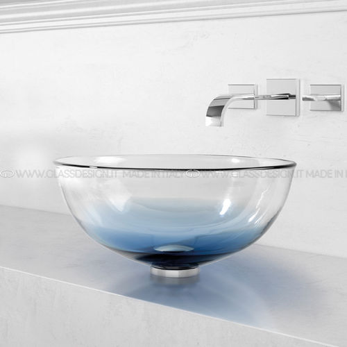 Aufsatzwaschbecken - Laguna Deep Blue / Laguna Deep Smoke - GLASS DESIGN Srl - Muranoglas / transparent / rund