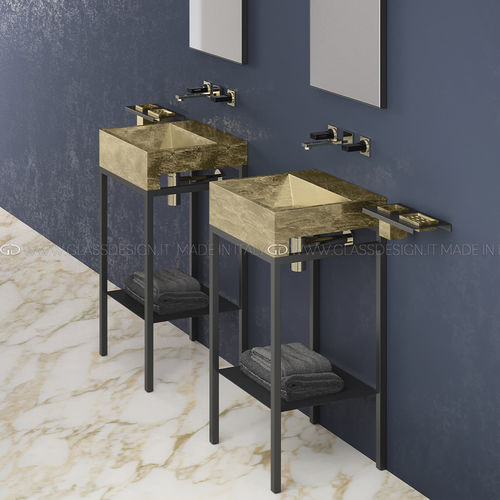 Freistehender Waschtisch-Unterschrank - ELLE PLUS - GLASS DESIGN Srl - Metall / VetroFreddo® / modern