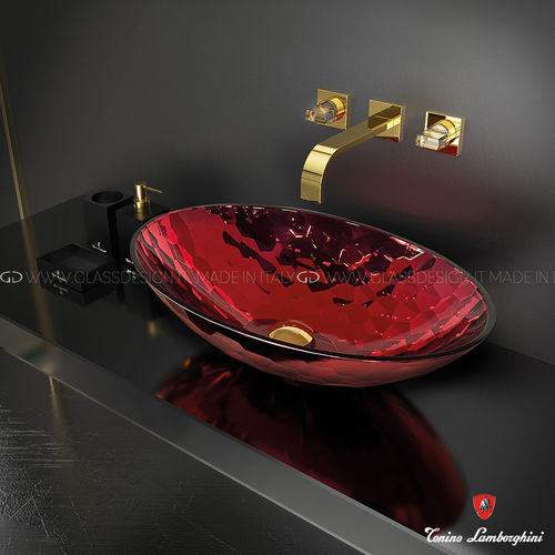 Aufsatzwaschbecken - ALLURE OVAL XL  - GLASS DESIGN Srl - Kristall / oval / ohne Öffnung