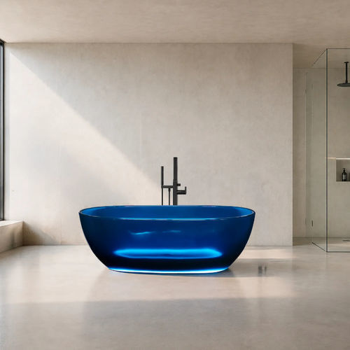 Ovale Badewanne - LUMINA LIGHT - GLASS DESIGN Srl - freistehend / Glas / mit Licht