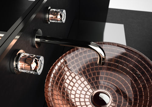 Zweigriffmischer für Waschtisch - LYRIC LUXOR crystal handles ROSE GOLD - GLASS DESIGN Srl - wandmontiert / Kristall / für Badezimmer