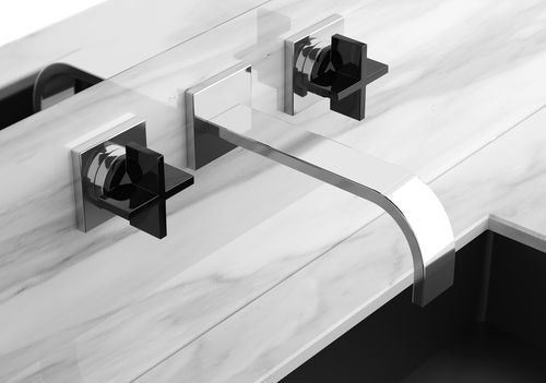 Zweigriffmischer für Waschtisch - REGENTS KING SMALL crystal handles BLACK - GLASS DESIGN Srl - wandmontiert / Kristall / für Badezimmer
