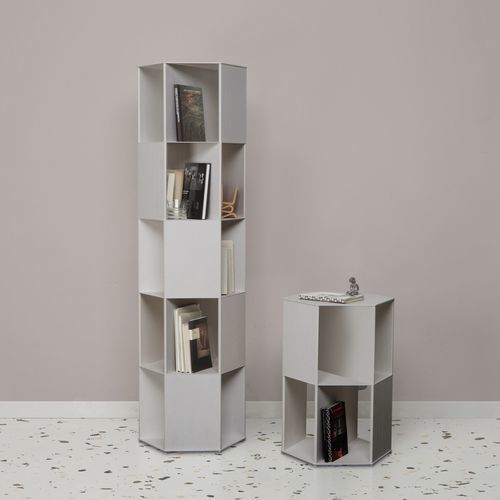Modernes Bücherregal - Hexagon - Quodes - pulverbeschichteter Stahl / extrudiertes Aluminium / weiß