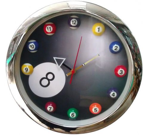 Moderne Uhr - 12 BILLES - EUROBILLARDS - wandmontiert / Analog / für Gewerbegebrauch
