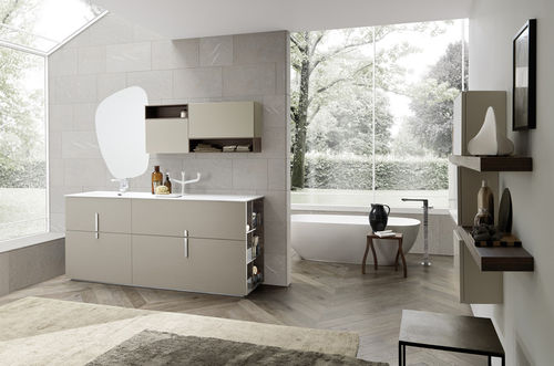 Modernes Badezimmer - COMPOSIZIONE 001 - AZZURRA ARREDOBAGNO - Keramik / Holz / melaminbeschichtet
