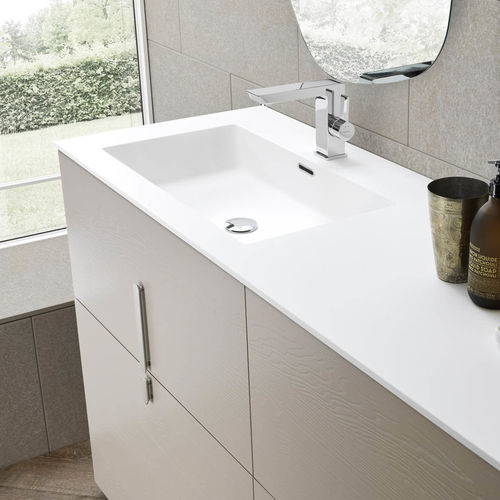Einbauwaschbecken - COMPOSIZIONE 001 - AZZURRA ARREDOBAGNO - Keramik / Holz / mit integrierter Waschtischplatte
