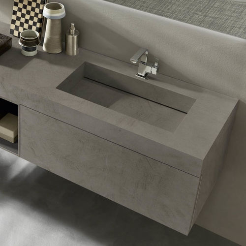 Einbauwaschbecken - COMPOSIZIONE 013 - AZZURRA ARREDOBAGNO - Keramik / mit integrierter Waschtischplatte / mit Ablage