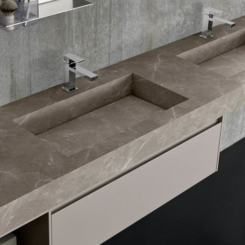 Aufsatzwaschbecken - COMPOSIZIONE 21 - AZZURRA ARREDOBAGNO - Keramik / mit integrierter Waschtischplatte / doppelt