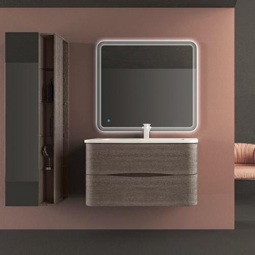 Wandhängender Waschtisch-Unterschrank - ANGIE - BADEN HAUS - Eiche / modern / mit Tür