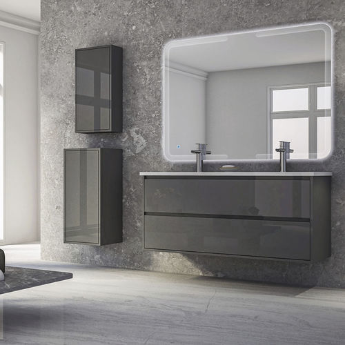 Wandhängender Waschtisch-Unterschrank - GLASS - BADEN HAUS - Glas / modern / mit Tür