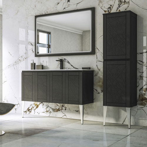 Wandhängender Waschtisch-Unterschrank - AMERICA - BADEN HAUS - Chrom / Stil / mit Tür