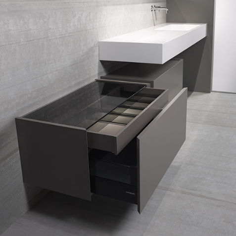 Wandhängender Waschtisch-Unterschrank - MODERN 001 - CASA BATH - Holz / modern / mit Schubladen