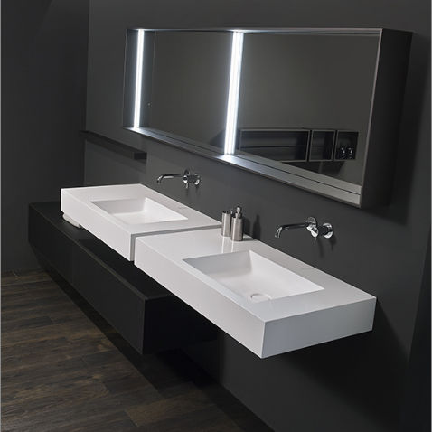 Doppelter Waschtisch-Unterschrank - WAVE 1 - CASA BATH - wandhängend / Holz / modern