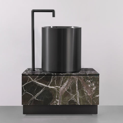 Freistehender Waschtisch-Unterschrank - ABC03 - CEADESIGN - Edelstahl / Kunstleder / modern