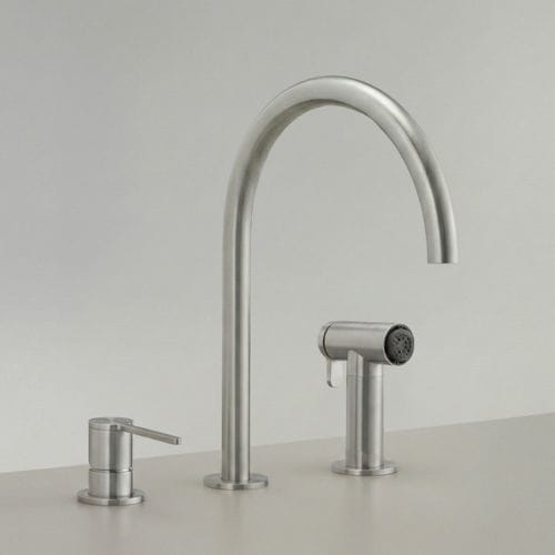Aufsatz-Einhebelmischer - INV95 - CEADESIGN - Edelstahl / für Küche / 3-Loch