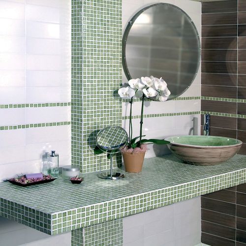 Keramik-Mosaikfliese - FETTUCCIA - PENNELLATO VERDE MARCIO - DE MAIO FRANCESCO - für den Innenraum / Wand / rechteckig