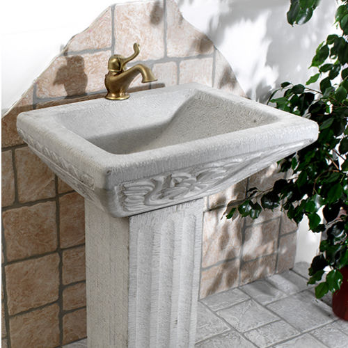Bodenstehendes Waschbecken - MAESTRI SCULTORI E SCALPELLINI - ECO CERAMICA - Naturstein / rechteckig / klassisch