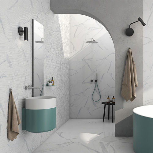 Feinsteinzeugfliesen - TREVI - GEOTILES - Hochglanz / Relief / für den Innenraum