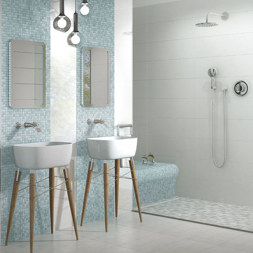 Feinsteinzeug-Mosaikfliese - FRESH : LIGHT BLUE-MIX - JASBA MOSAIK - Hochglanz / für Badezimmer / Wand