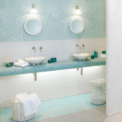 Feinsteinzeug-Mosaikfliese - LOOP : LIGHT AQUA BLUE - JASBA MOSAIK - 3D / für Küche / für Badezimmer
