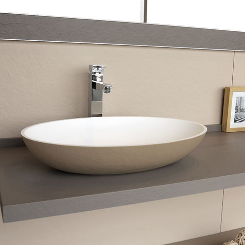 Aufsatzwaschbecken - ON-TOP - ACQUABELLA - Verbundwerkstoff / Schiefer / zweifarbig