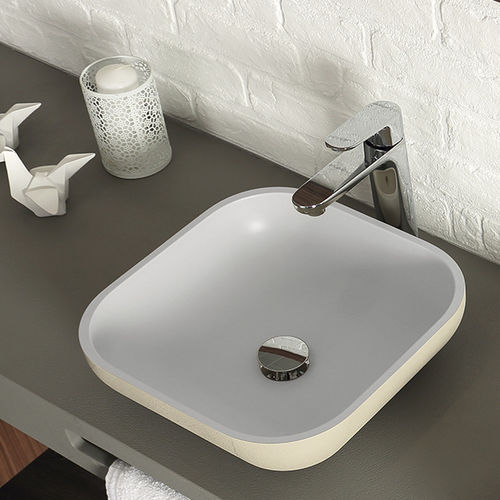 Aufsatzwaschbecken - ACQUABELLA - quadratisch / Verbundwerkstoff / modern