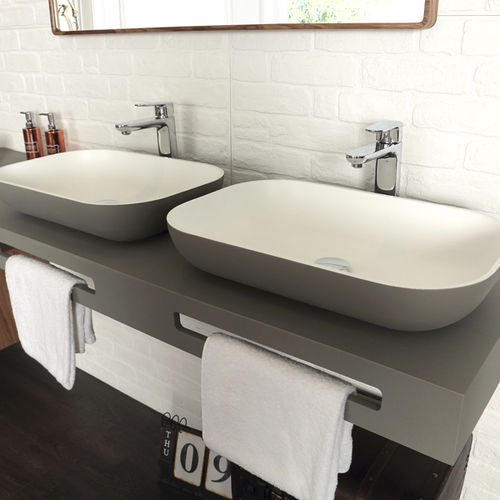 Aufsatzwaschbecken - ON-TOP - ACQUABELLA - Verbundwerkstoff / Schiefer / zweifarbig