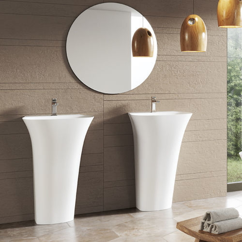 Totem-Waschbecken - LEVI - ACQUABELLA - Keramik / oval / 1-Loch