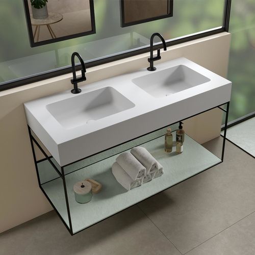 Doppelte Waschtischplatte - KIVU - ACQUABELLA - Mineralwerkstoff