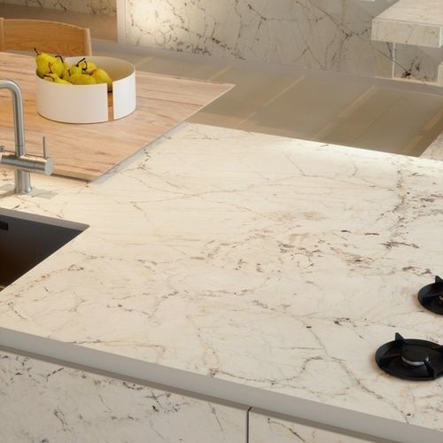 Travertin-Steinplatte - FUSION LUCIDATO  - LAMINAM - für Fußboden / für Innenausbau / für Wand