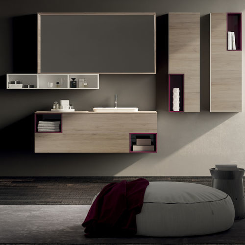 Wandhängender Waschtisch-Unterschrank - B 07 - LASAIDEA - Spanplatte / modern / mit Tür