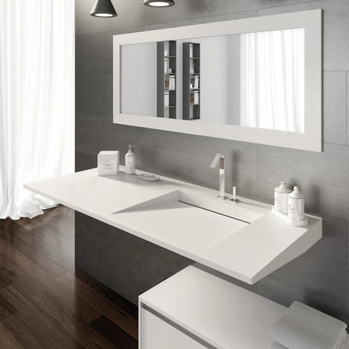 Wand-Waschbecken - FLOW20 - LASAIDEA - Harz / mit integrierter Waschtischplatte / mit Spiegel