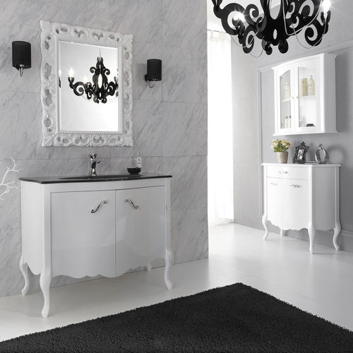 Freistehender Waschtisch-Unterschrank - NARCISO 01 - LEGNOBAGNO - Holz / Glas / Stil