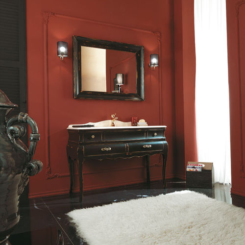 Freistehender Waschtisch-Unterschrank - VOGUE 01 - LEGNOBAGNO - Nussbaum / Keramik / Marmor