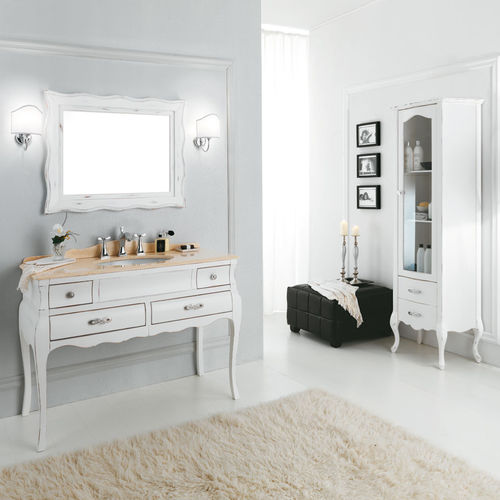 Freistehender Waschtisch-Unterschrank - VOGUE 03 - LEGNOBAGNO - Nussbaum / Keramik / Marmor