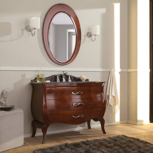 Freistehender Waschtisch-Unterschrank - VINTAGE 02 - LEGNOBAGNO - Nussbaum / Marmor / originelles Design
