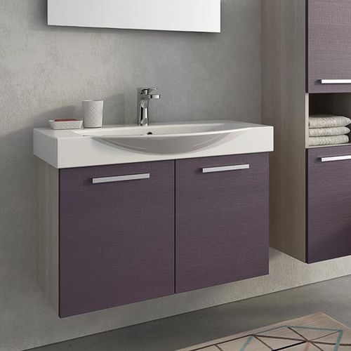 Wandhängender Waschtisch-Unterschrank - MANATTHAN M7 - LEGNOBAGNO - Eiche / Keramik / modern
