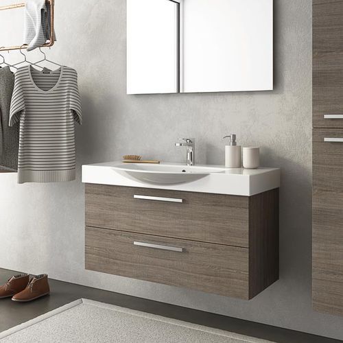 Wandhängender Waschtisch-Unterschrank - MANATTHAN M13 - LEGNOBAGNO - Eiche / Keramik / modern