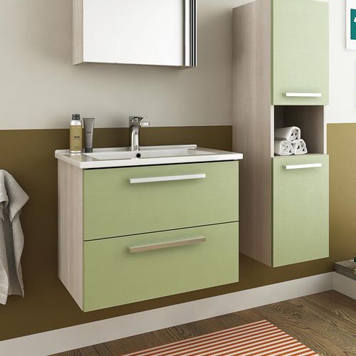 Wandhängender Waschtisch-Unterschrank - HARLEM H2 - LEGNOBAGNO - Eiche / Keramik / Metall