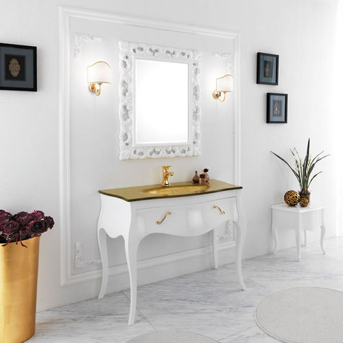 Freistehender Waschtisch-Unterschrank - VANITY 06 - LEGNOBAGNO - Nussbaum / Glas / Marmor