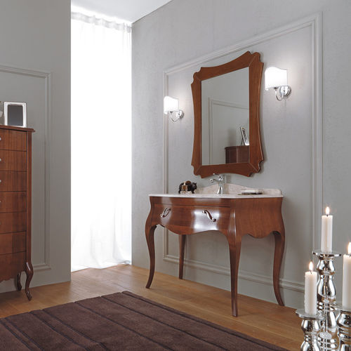 Freistehender Waschtisch-Unterschrank - VANITY 08 - LEGNOBAGNO - Nussbaum / Glas / Marmor