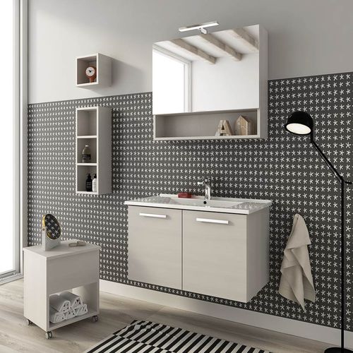 Wandhängender Waschtisch-Unterschrank - HARLEM H13 - LEGNOBAGNO - Eiche / Keramik / modern