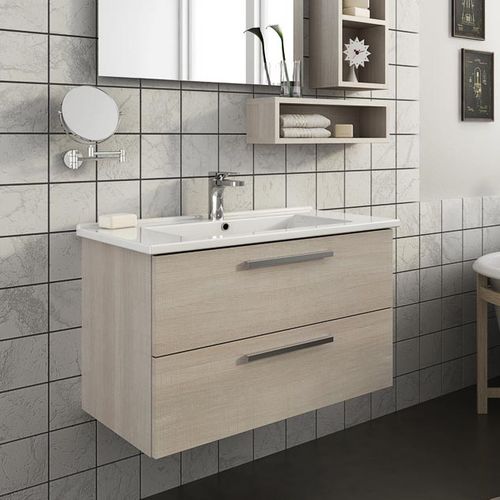 Wandhängender Waschtisch-Unterschrank - HARLEM H14 - LEGNOBAGNO - Eiche / Keramik / modern