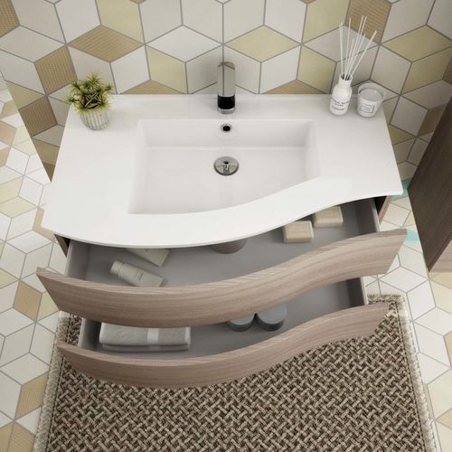 Wandhängender Waschtisch-Unterschrank - FLEX 01  - LEGNOBAGNO - Ulme / Harz / modern